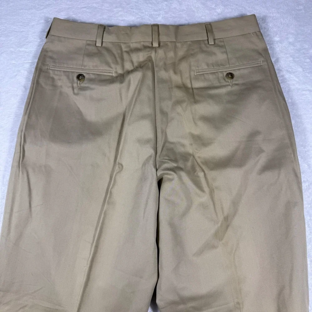 Jos. A. Bank Mens 36x32‎ Khaki Pleated Chino Pants Tan Cotton Cuffed Trousers